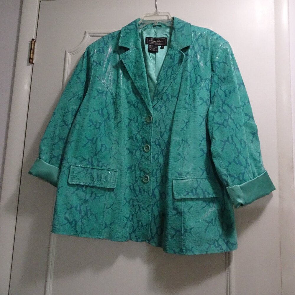TERRY LEWIS GREEN SNAKE SKIN LEATHER JACKET & SKIRT SUIT SET